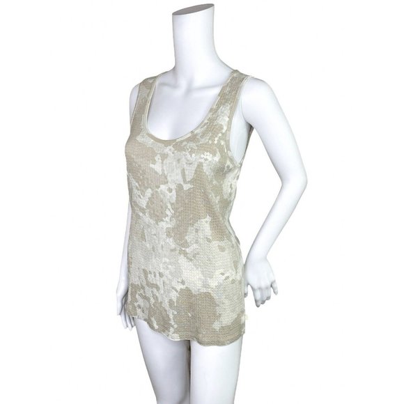 Michael Kors Beige Sequin Tank Sleeveless Top Cami Size Medium - Picture 2 of 6